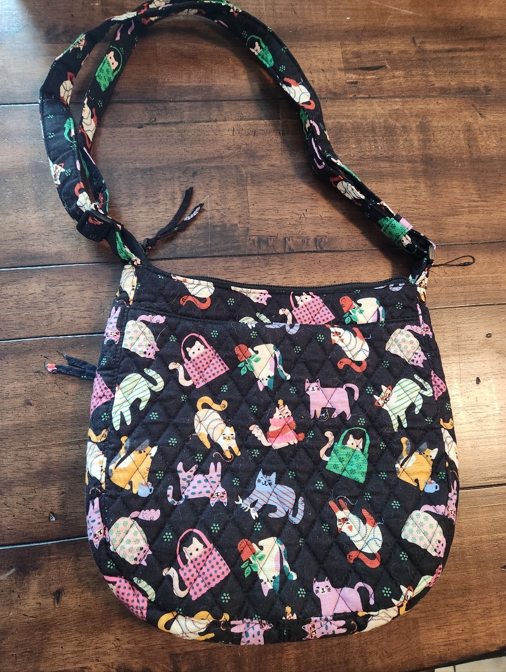 Vera Bradley Herding Cats Crossbody Tri Zip Purse